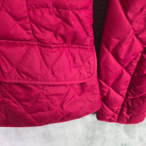 Womens Eddie Bauer Red Quilted Goose Down Jacket Snap Button Up Polyester Size M - Picture 3 of 9